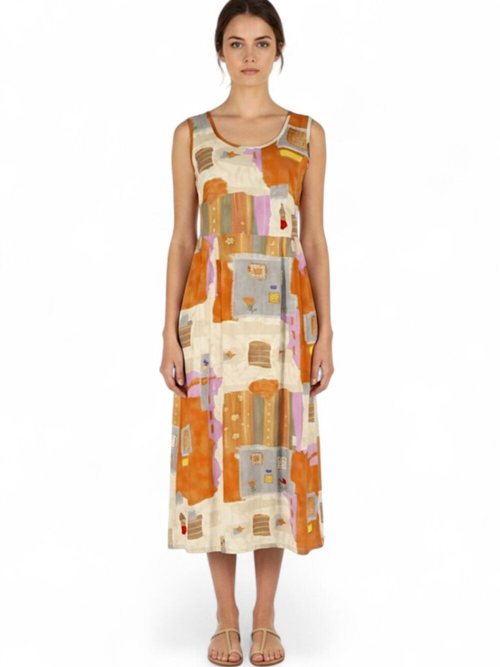 Jams World Janice Sleeveless Vintage Pocket Dress Southwest Tone Floral Print S